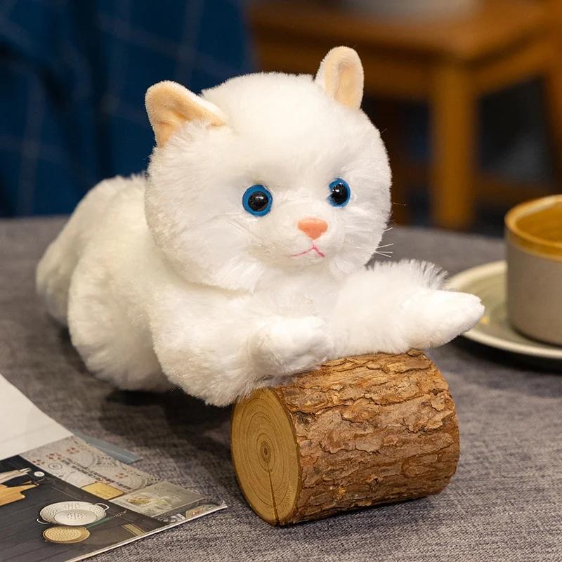 5 Styles Cuddly Lifelike Kitten Plush Toys Cotton Stuffed Lying Prone Cat Doll Well-behaved Desktop Pets Room Decor Funny Gift