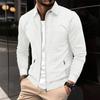 Men's Spring Autumn New Youth Knit Zipper Pocket Lapel Solid Color Minimalist Versatile Slim Fit