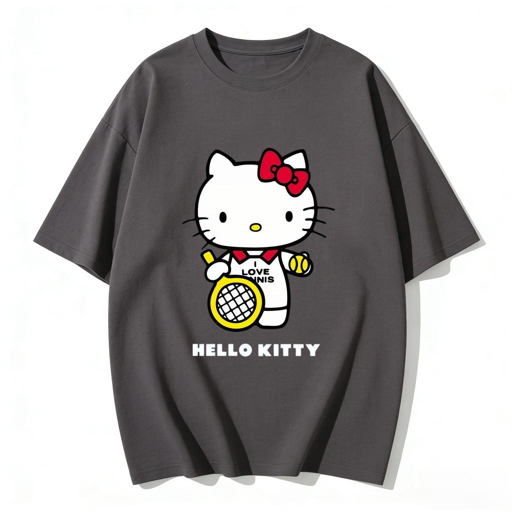 2026 Summer Hello Kitty Cartoon Printed Short Sleeve Pure Cotton Tshirt Womens Tees Parentchild Outfit Classic Fashion Tops