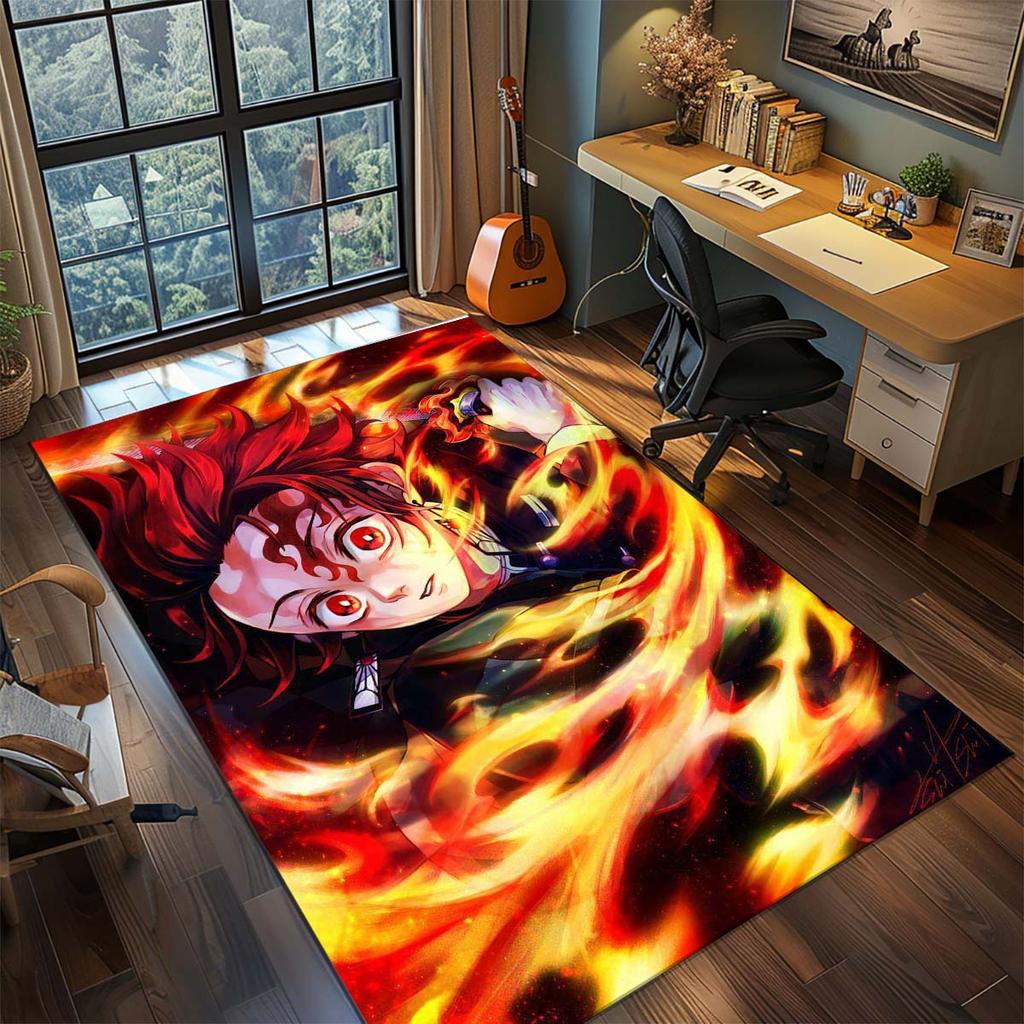 Demon Slayer Anime Rug Carpet Large Area Rug Non Slip Washable Floor Mat Gamer Room Bedroom Home Decor -QJY