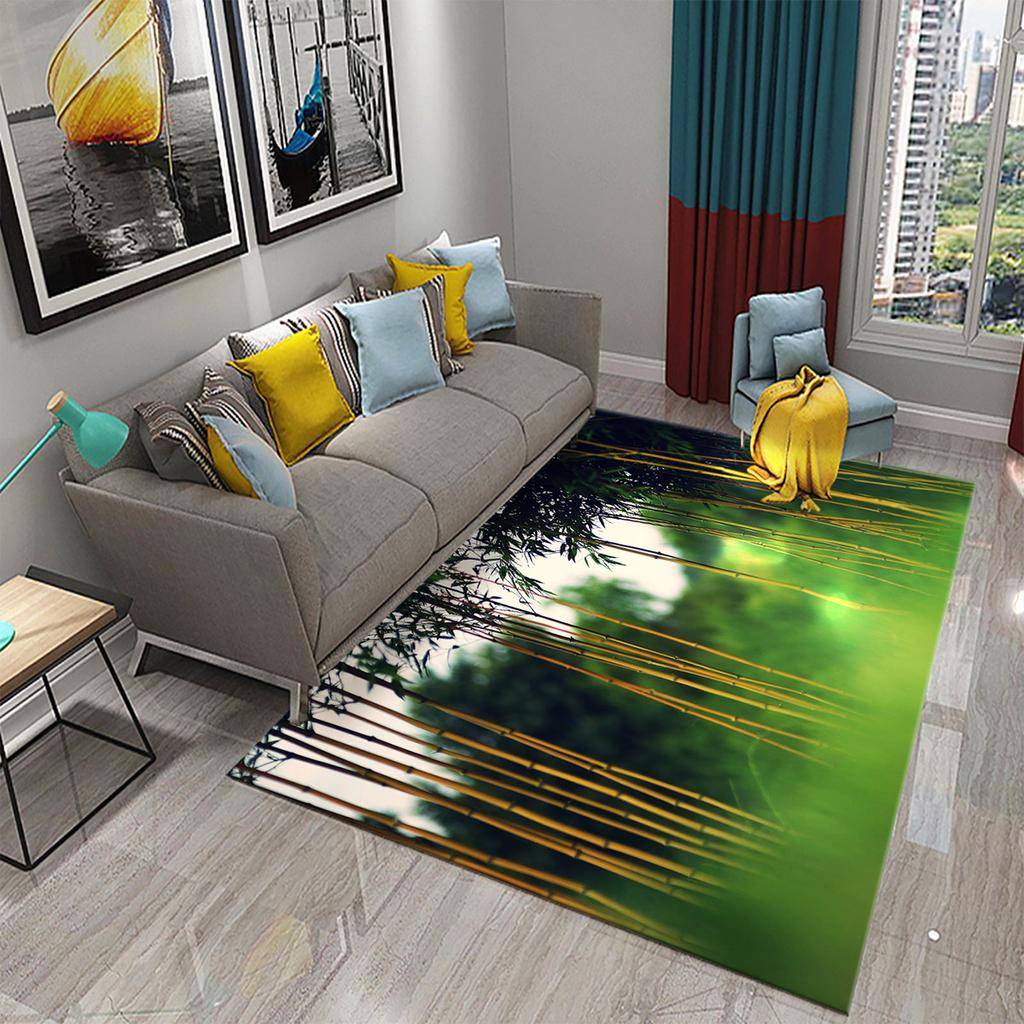 3D Green Bamboo Forest Bamboo Carpet for Bathroom Mat Plants Toilet Rugs Anti-Slip Mat Bedroom Living Room Floor Decor Carpets