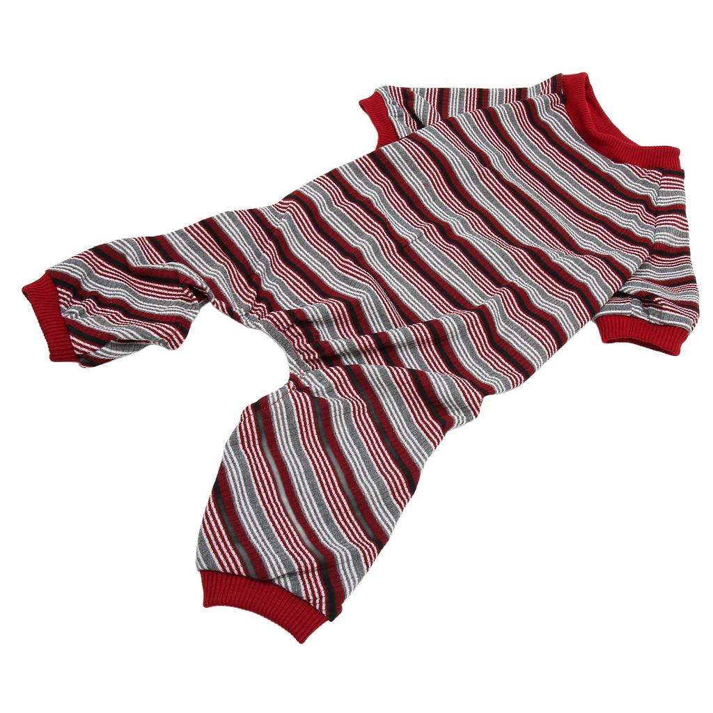 Dog Pajamas Soft Stretchy Machine Washable 4 Legged Striped Puppy Pullover Sleepwear for Spring