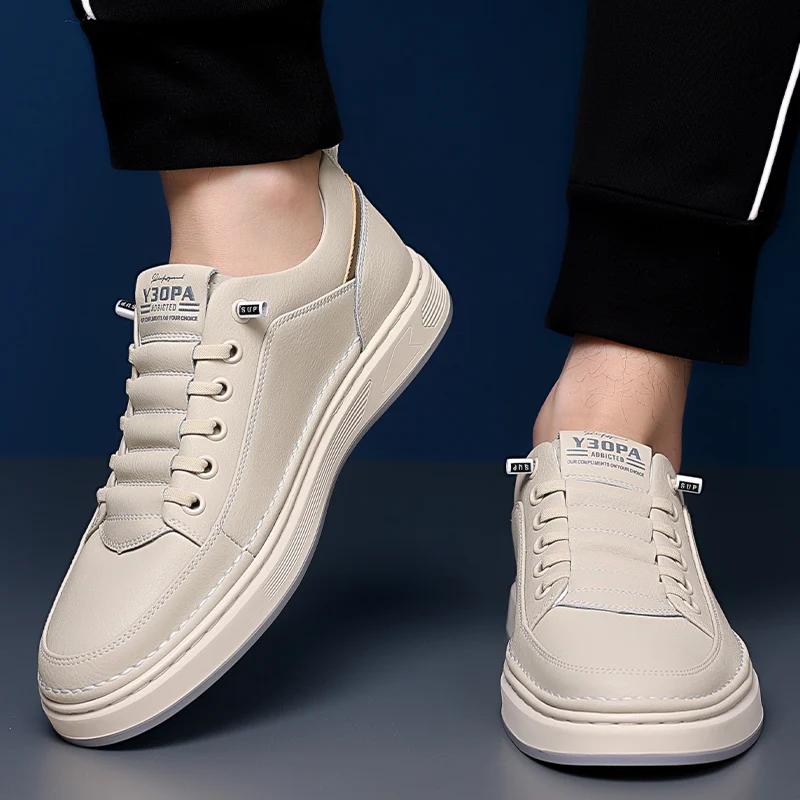 High Quality Skate Shoes Men 2024 Hot Sale Men Casual Walking Shoes Stylish Men's Vulcanize Shoes Genuine Leather Men's Footwear