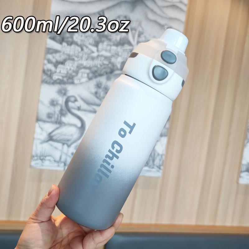 

Portable 304 Stainless Steel Insulated Travel Mug With Flip Lid For Outdoor Sports And Home Use White Gray