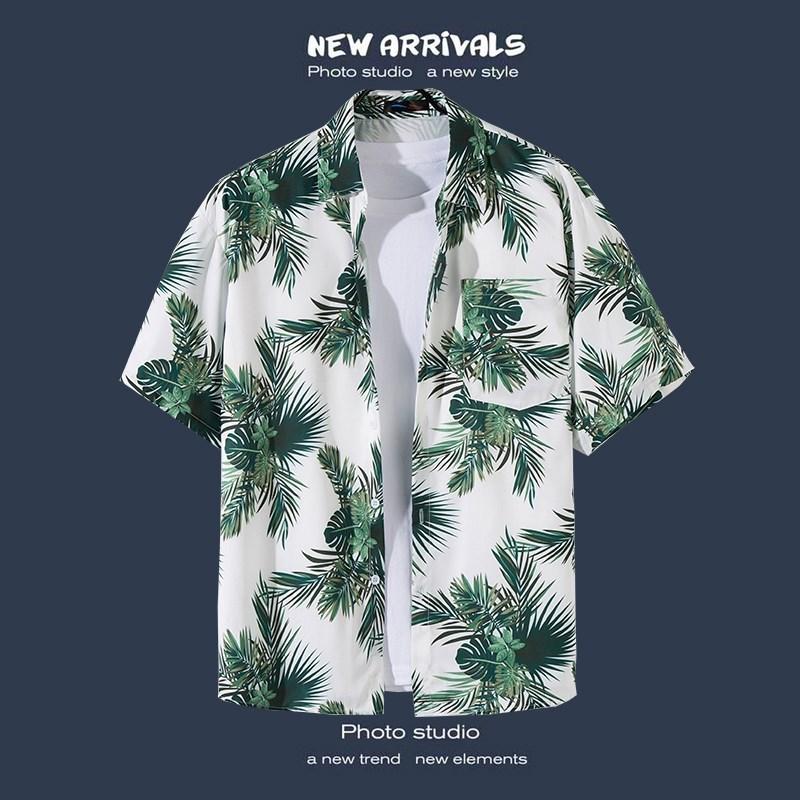 Men's Shirt Summer Hawaiian Shirt Casual Shirt Beach Shirt Short Sleeve Flower Plants Lapel Hawaiian Holiday Clothing