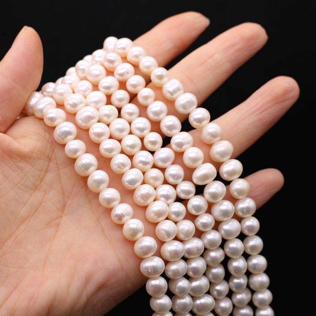 1String White Artificial Pearls 7-8mm Elegant Rice Shape Pearl Beads for DIY Women Necklace Bracelet Anklet Accessories, Creative Jewelry Making, 36cm