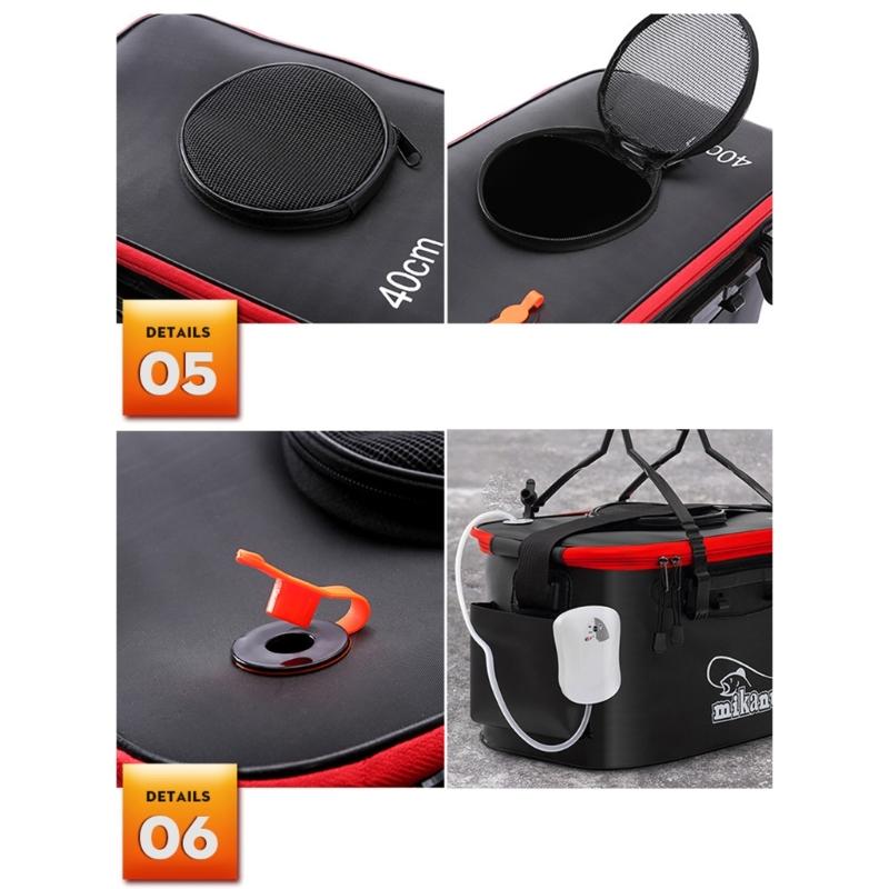 Living Fish Bucket Folding Fishing Bucket Multi-function Live Fish Baits Bucket Live Fish Container for Hiking Camping
