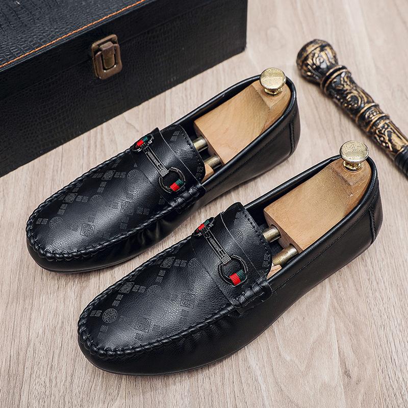 Summer Versatile Korean Version Breathable Non-slip Casual Leather Shoes 2025 New Driving One Pedal Doudou Shoes Men's Trendy Men's Shoes