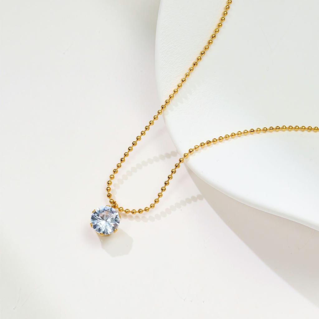 Wind Titanium Steel Rose Gold Collarbone Chain, Six-Claw Zircon Collarbone Chain, Temperament, Small Single Diamond Necklace, Women