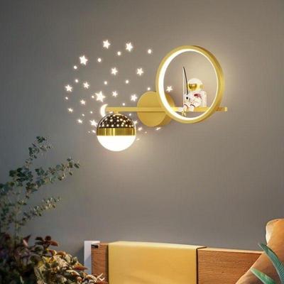 Children's Room Wall Lamp Creative Astronaut Cartoon Astronaut Starry Sky Bedroom Bedside Lamp