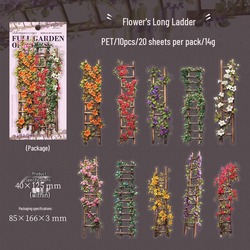Retro Floral Journaling Sticker Pack - Full Garden Scenery Ketchup Series