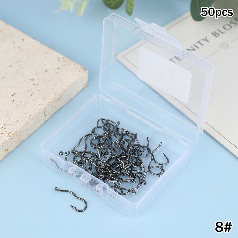 50Pcs Premium Fishing Hooks - Barbed Design For Anti-Slip & Secure Fish Grip | Reliable For Freshwater And Saltwater Hunting