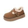 Fashion New Non-slip Winter Warm Short Plush Women's Shoes Outdoors Flat with 2024 Hot Sale Outdoors Buckle Round Head Ladies Shoes