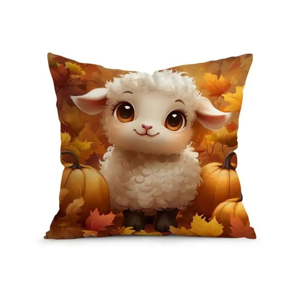 Autumn Animals Pillow Cover Double Sided 2Dprint Soft Polyester Cushion Case Living Room Bedroom Sofa Couch Fall Decor Cozy Gift