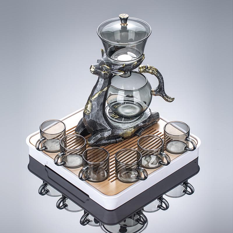 2025 High-End Automatic Glass Tea Set with Magnetic Teapot and Kung Fu Cups