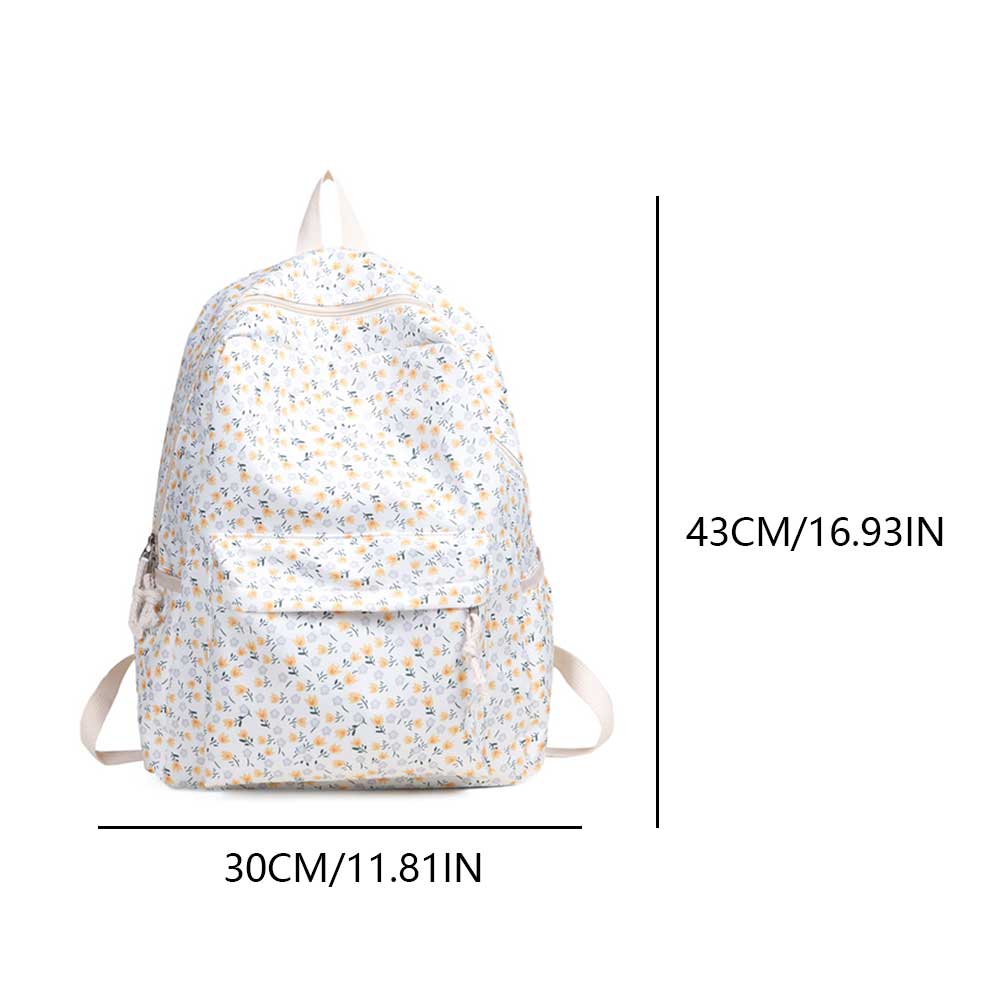 Japanese Floral Pattern Aesthetic Backpack Large Capacity Student Daypack Lightweight Casual Knapsack Teen Girls College Mochila