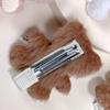 Baby Girls Teddy Bear Bow Hair Clip Milk Tea Color Soft Plush Anti-Slip Hairpin for Kids Party Photo Props Gift