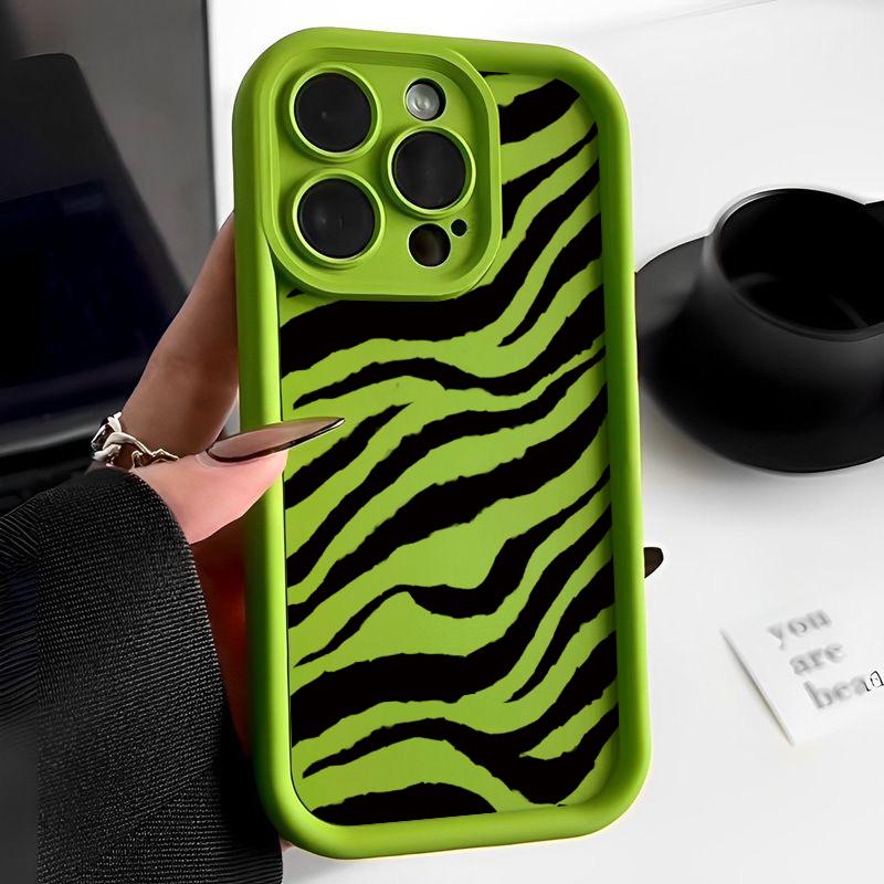 Zebra Striped Pattern Soft Case For iPhone 16 15 14 Pro Max 15 16 Plus 13 12 Pro 11 Candy Color Shockproof Silicone Phone Cover