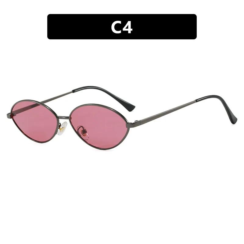 Cat Eye Small Frame Sunglasses Y2k Trendy Oval Metal Sun Glasses Women Punk Sunshade Shades Outdoor UV400 Protection Goggles