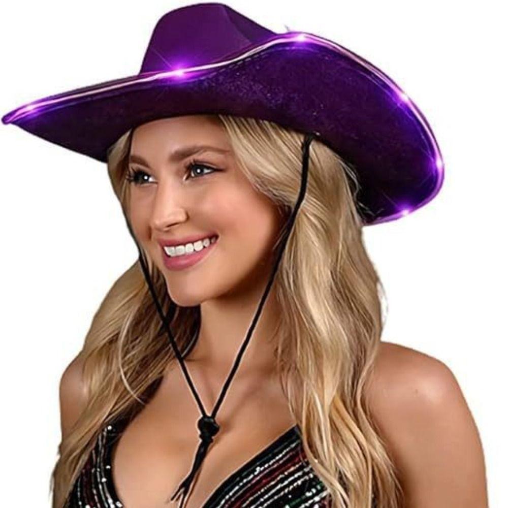 Composite Light Up Cowgirl Hat Comfortable Cowboy Hat Durable Space Cowgirl Hat  Outdoor