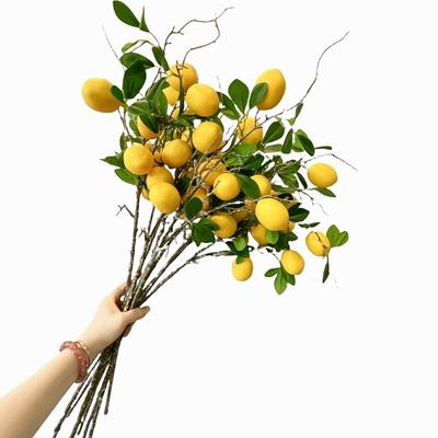 Green Leaves Artificial Lemon Branch Faux Lemon Luxury Artificial Lemon Fruit Realistic Elegant Simulation Fruit Tree