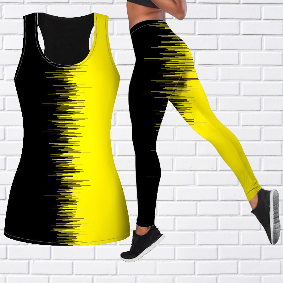 

Линия цветового соответствия с принтом, наряд для йоги для женщин, модные леггинсы для тренировок, спортивные повседневные штаны для фитнеса и йоги 8XL жёлтый