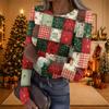 Women's Casual Christmas Print Long Sleeve Ribbed Neck Top