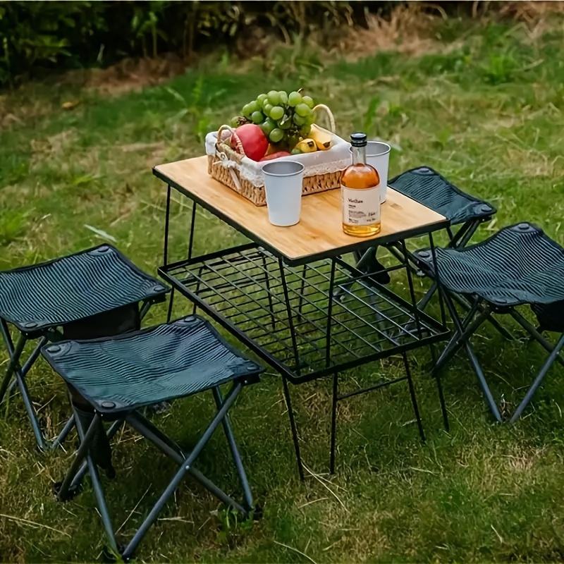1Pc Outdoor Camping Folding Stool, Portable Folding Chair With Storage Bag And Side Pocket, Metal Frame, Quick Setup, Lightweight Design, Suitable