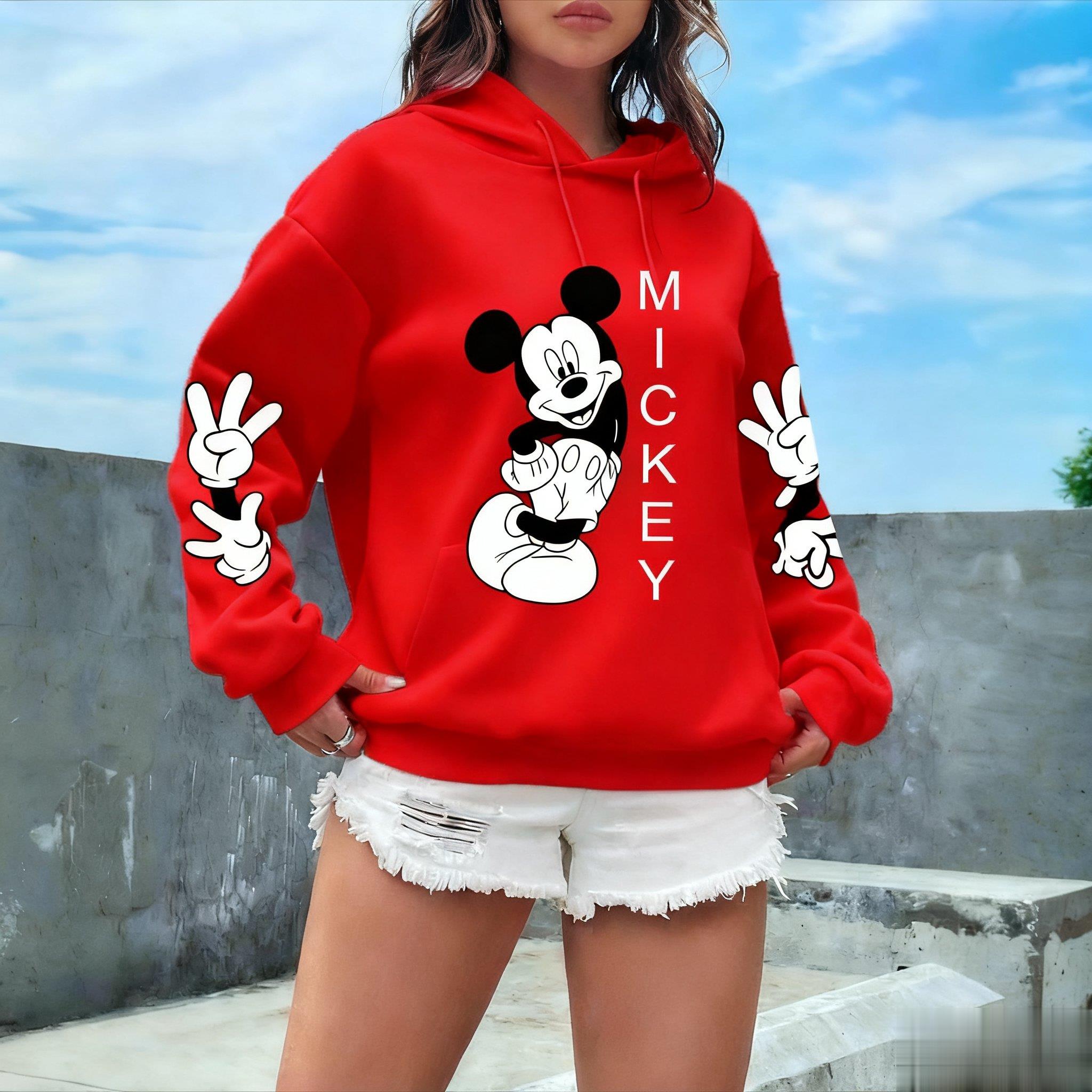 

Unisex Disney Pullover Hoodie Women Men Mickey Mouse Print Graphic Casual Streetwear Cotton Sweatshirt Spring Autumn Fashion Top M
