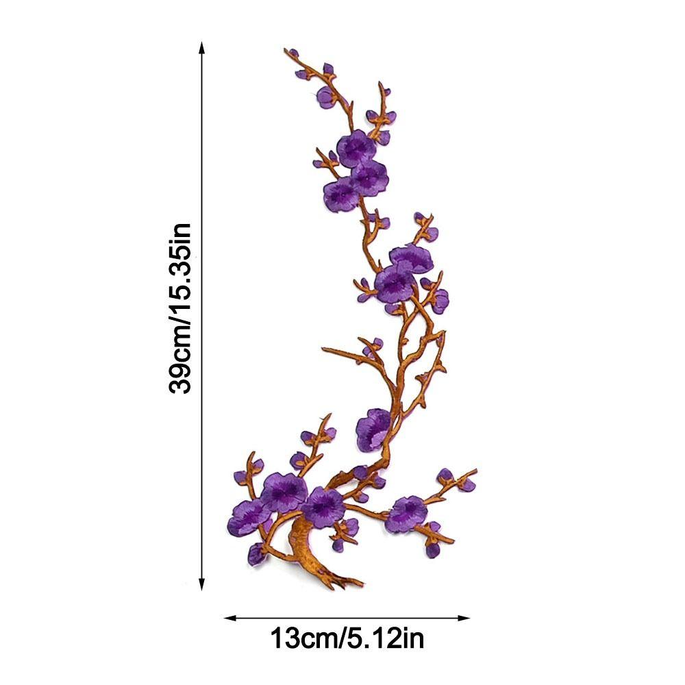 Hot Melt Adhesive Cherry Blossom Iron On Patches DIY Branch Embroidery Applique Clothing Repair