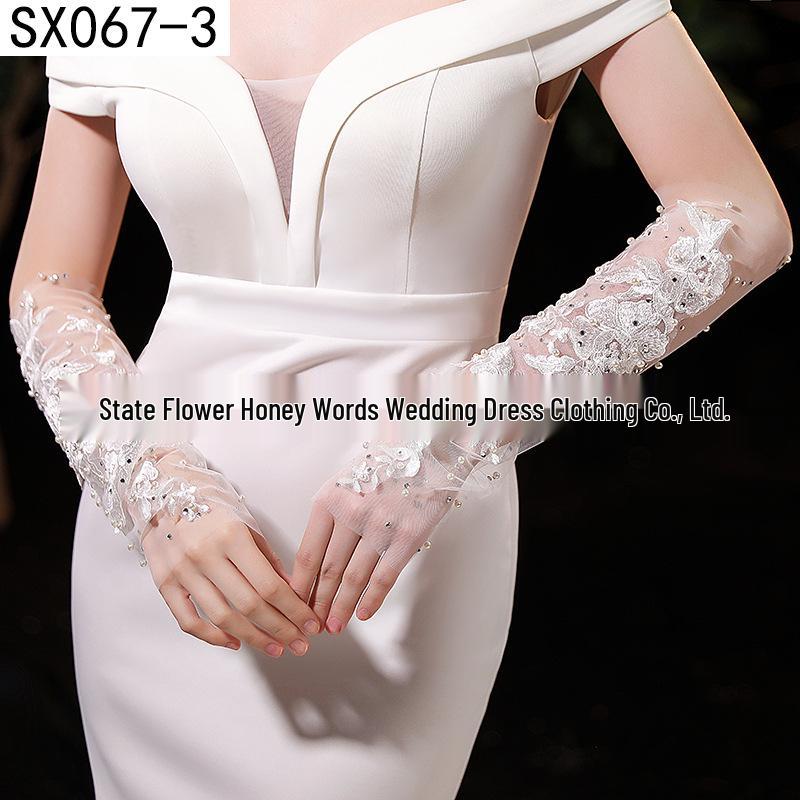 Elegant Pearl Bow Wedding Gloves - French Aesthetic for Bridal Portrait Styling