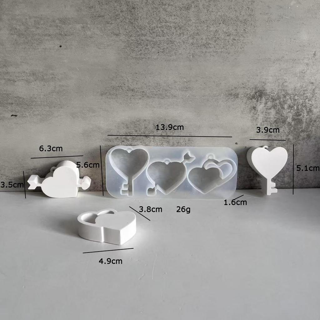 Heart Shaped Key Pattern Ornaments Silicone Mold Keychain Plaster Mold Plaster Drip Decoration Molds