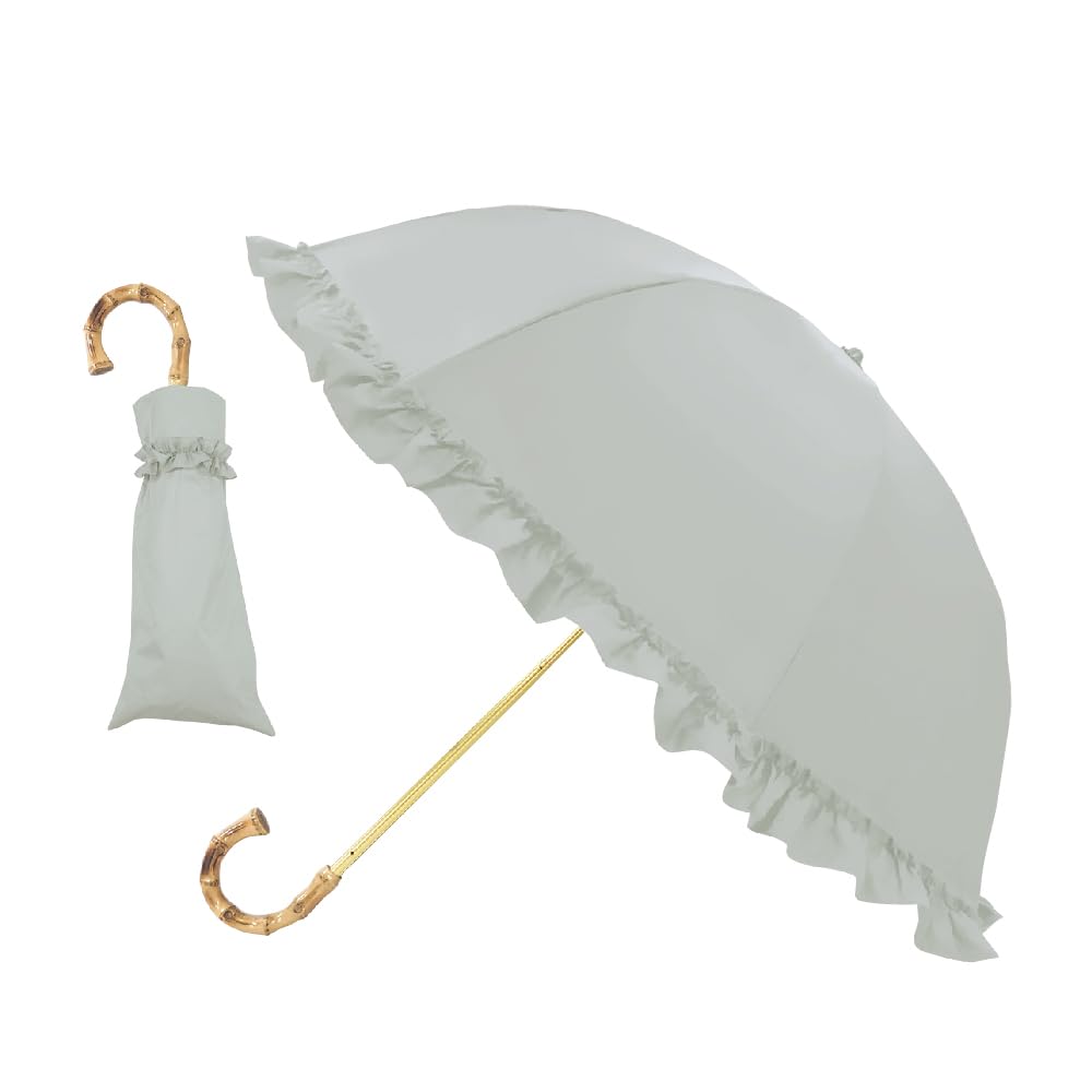 

Kamio Japan Pink Trick Suitable for both sunny and rainy Fully folding Frill 217587 Parasol, days, UV-blocking, Two-section umbrella, design, Mint, мятный