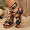 Summer new thick-soled thick-heeled open-toed rivet high-heeled sandals show height and thinness, fashionable and comfortable sandals