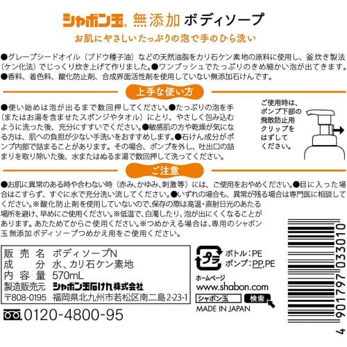 Additive-free Body Soap with Soap Bubbles, Plenty of Foam, 570mL, Easy To Wash Your Hands