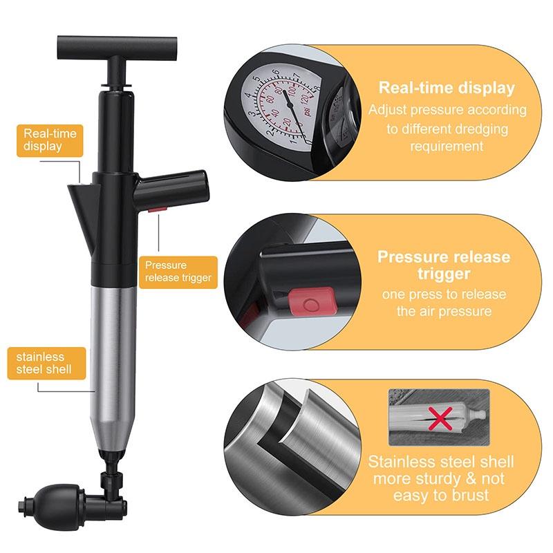 Επαγγελματική Αιμορραγία Υψηλής πίεσης με ένα κανάλι Τουαλέτα Μπάνιο Κουζίνα Σωλήνας Βυθοκόρησης Μαύρο Ανοξείδωτο Χάλυβα