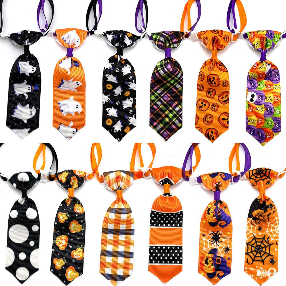 50/100pcs Pumpkin Skull Pet Supplies Halloween Pet Cat Puppy Grooming Accessories Small Dog Bowties Neckties Pet Holiday Bow Tie