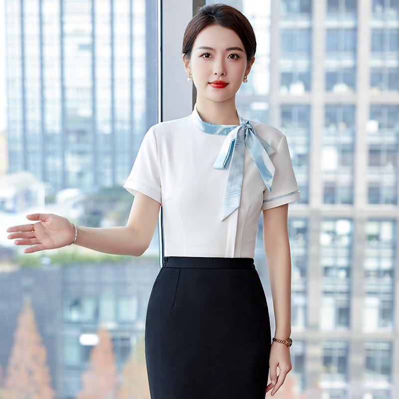 2024 Spring/Summer Professional Women's Blouse for Office, Salon, Hotel, or Restaurant Reception - Long/Short Sleeve Workwear Shirt