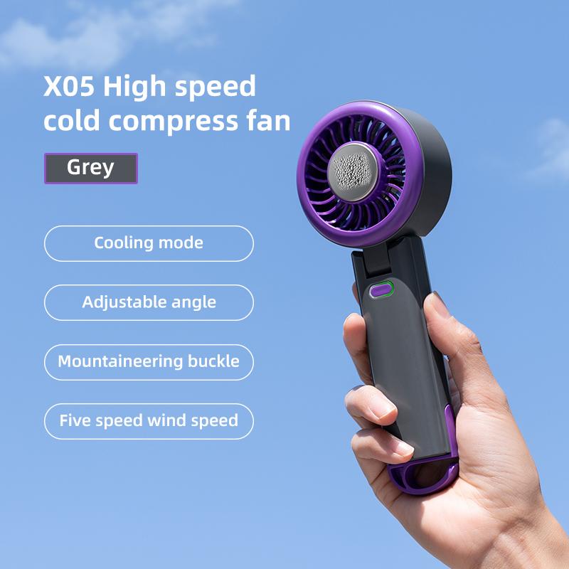 

New Turbo Air Cooling Fan Portable Mini Handheld Ice Fan Foldable Rechargeable 5-Speed Wind Refrigeration Fan for Outdoor Travel серый