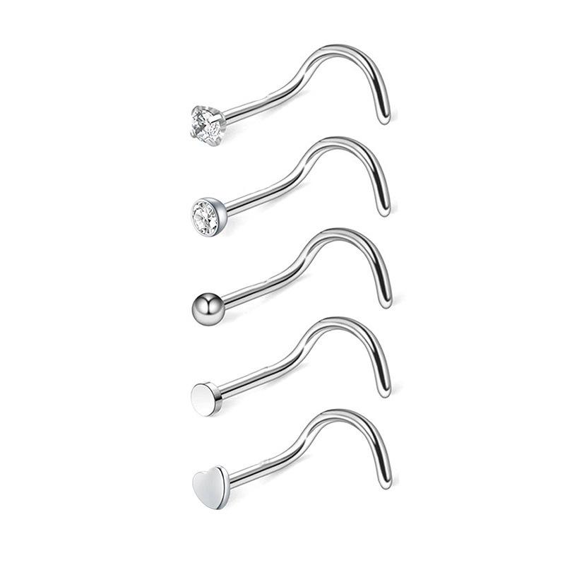 21-Piece Stainless Steel Nose & Lip Piercing Jewelry Set