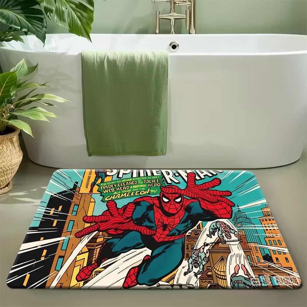 1pc of Marvel Spider- Themed Printed Mat, a Rectangular Rug Made of Machine-Washable Flannel, Suitable As a Decorative Door Ma