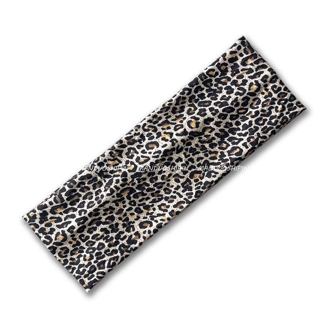 Retro Leopard Print Elastic Headband: Fashionable Sweat-Absorbing Accessory for Women