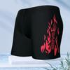 Mens Flame Print Loose Fit Boxer Style Swimming Trunks Quick Dry Nylon Swimwear Pool Beach Surfing