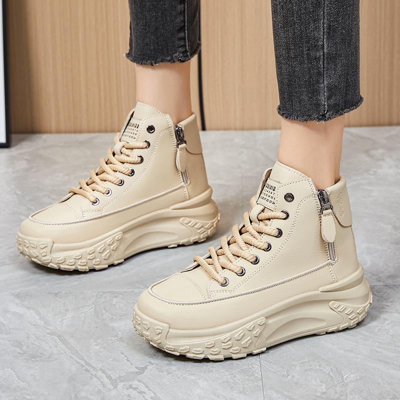 Shoes Women's Casual Shoes Large Size Versatile Women's Shoes Side Zipper Medium Tube Shoes Comfortable and Not Tired Feet Single