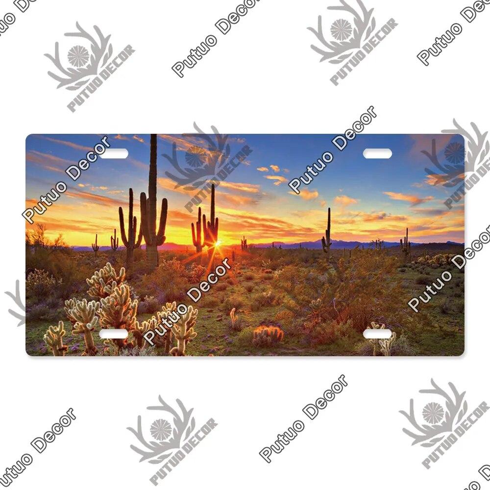 Putuo Decor Západ slunce SPZ Kovová cedule Plaketa Kovová Vintage Dekorace do obývacího pokoje Dveře Nástěnná dekorace k moři