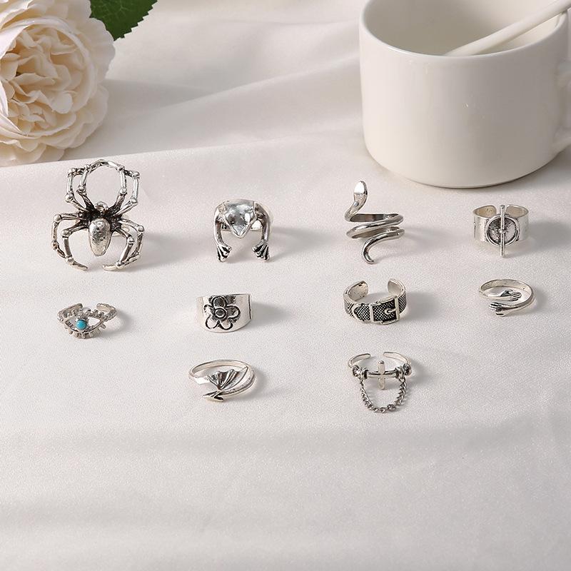 Europe and The United States Exaggerated Frog Spider Snake Personality Animal 10-piece Ring Wholesale