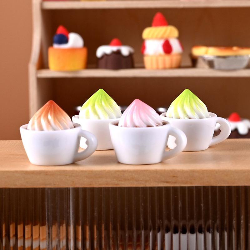 1Set 1:12 Dollhouse Miniature Cake Coffee Fork Tray Food Model Kitchen Decor Toy For Doll House Accessories Toy