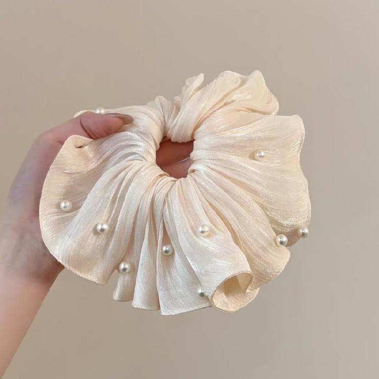 Luxurious French Style Scrunchies with Beaded Embellishments and Lace Trim Ponytail Holder Hair Accessories Hair Tie