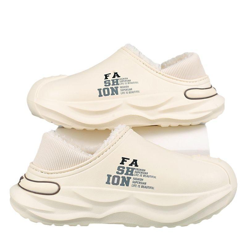 Vodotěsné pánské bavlněné pantofle na podpatku - 2024 nové protiskluzové, venkovní a odolné proti nečistotám, ideální pro podzimní a zimní domácí použití v interiéru