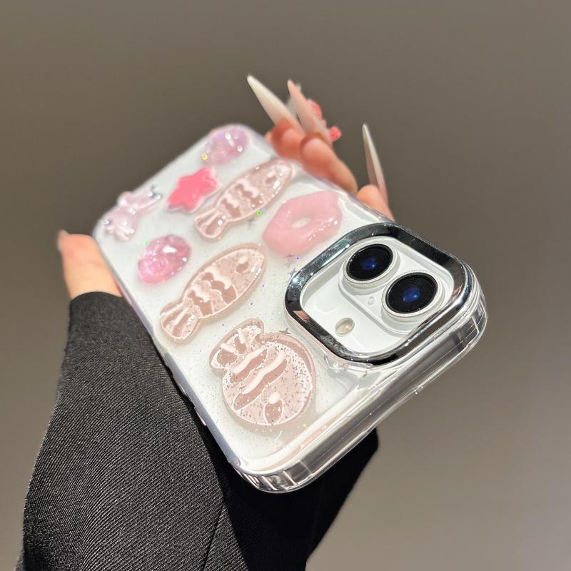 Luxurious high-end epoxy resin handcrafted 3D pink small fish phone Case, suitable for iPhone 16 Pro Max 15 14 Plus 13 12 Pro 11 shockproof Cover
